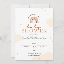 Beige Modern Cute Rainbow Baby shower Invitation Kaart