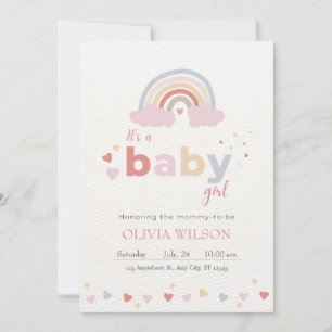 Beige Modern Cute Rainbow Baby shower Kaart