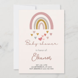Beige Modern Cute Rainbow Baby shower Kaart