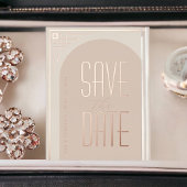 Beige Modern Deco Arch Folie Uitnodiging