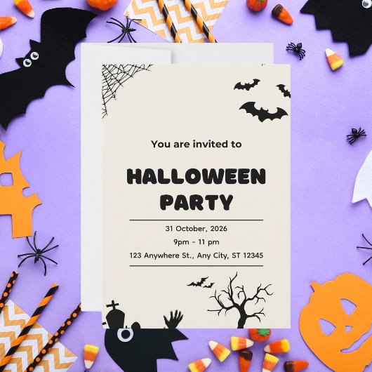 Beige Modern Halloween Feest Kaart