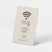 Beige Modern Heart Business Wifi Password Sign. Reclamebord Met Voetstuk (Voorkant)