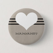 Beige Modern Heart Button (Voorkant)