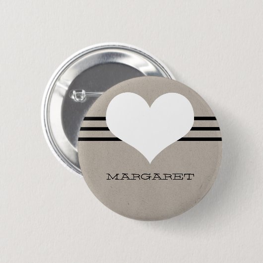 Beige Modern Heart Button (Voorkant /achterkant)