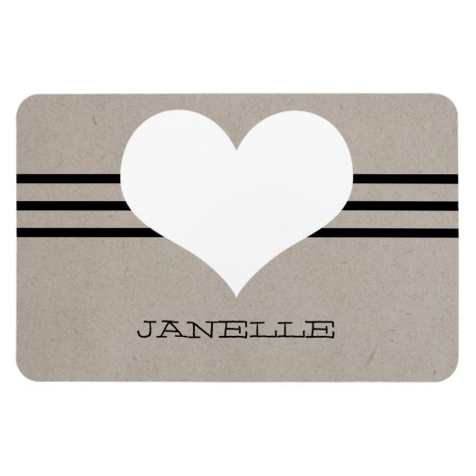 Beige Modern Heart Flexi Magnet Magneet (Horizontaal)
