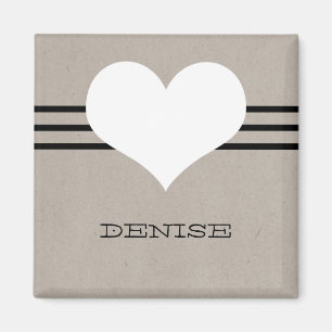 Beige Modern Heart Magnet