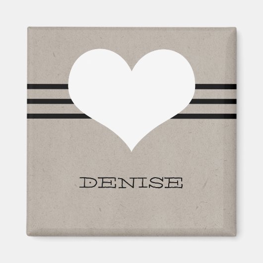 Beige Modern Heart Magnet (Voorkant)