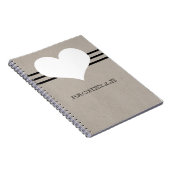 Beige Modern Heart Notitieboek (Rechterzijde)