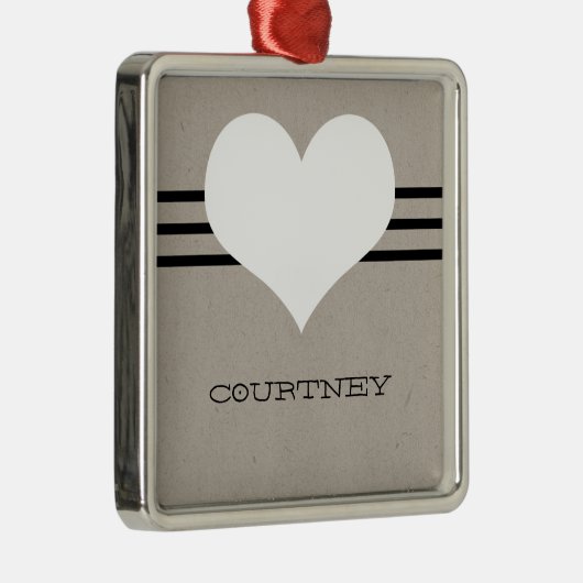 Beige Modern Heart Ornament (Rechts)