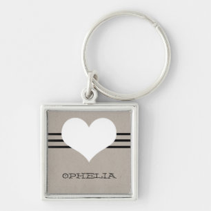 Beige Modern Heart Premium Sleutelhanger