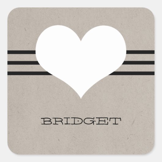 Beige Modern Heart Stickers (Voorkant)