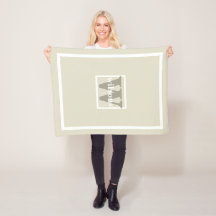 Beige Modern Initiaal en Naam Fleece Baby Blanket