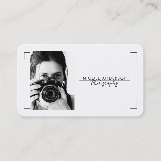 Beige Modern Minimal Clean Logo Fotografie Foto Visitekaartje (Voorkant)