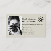 Beige Modern Minimal Front Logo Fotografie Foto Visitekaartje (Voorkant)