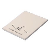Beige Modern Minimale Naam Initiaal Monogram Notitieblok (Linkerzijde)