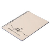 Beige Modern Minimale Naam Initiaal Monogram Notitieboek (Linkerzijde)