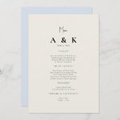 Beige Modern Monogram Bruiloft Menu Kaart (Voorkant / Achterkant)