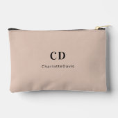 Beige modern monogram initialen naam etui (Achterkant)