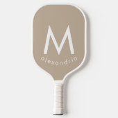Beige Modern Monogram Pickleball Paddle (Achterkant)
