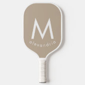 Beige Modern Monogram Pickleball Paddle (Voorkant)