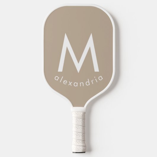 Beige Modern Monogram Pickleball Paddle (Voorkant)