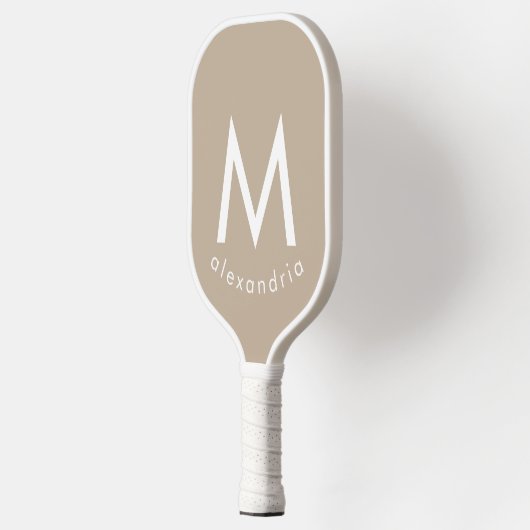 Beige Modern Monogram Pickleball Paddle (Links)