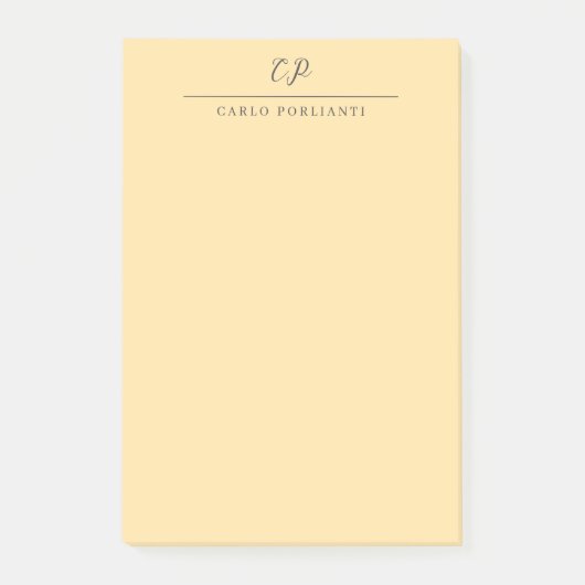 Beige Modern Monogrammed Calligraphy Plain Name Post-it® Notes (Voorkant)