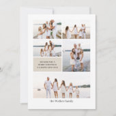 Beige Modern Neutraal 5 Foto Elegant Feestdagenkaart (Voorkant)