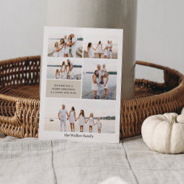 Beige Modern Neutraal 5 Foto Elegant Feestdagenkaart