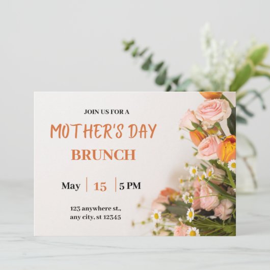 Beige Modern Party Invitation Kaart (Staand voorkant)