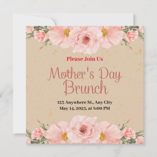 Beige Modern Party Invitation Kaart (Voorkant)