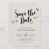 Beige Modern Save the Date Uitnodiging (Voorkant / Achterkant)