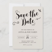 Beige Modern Save the Date Uitnodiging (Voorkant)
