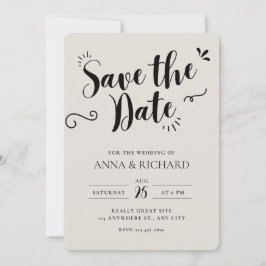 Beige Modern Save the Date Uitnodiging