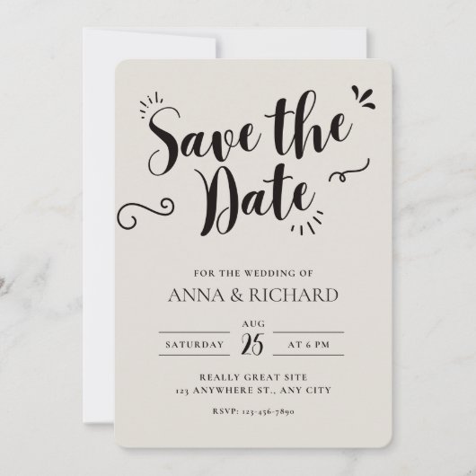 Beige Modern Save the Date Uitnodiging (Voorkant)