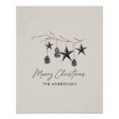 Beige modern scandi elegant script kerst perfect poster (Voorkant)