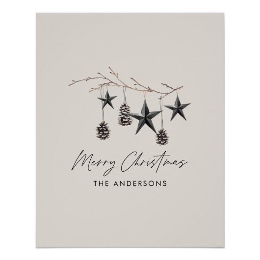 Beige modern scandi elegant script kerst perfect poster (Voorkant)