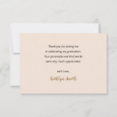 Beige Modern Script Photo Afstuderen Bedankkaart (Achterkant)