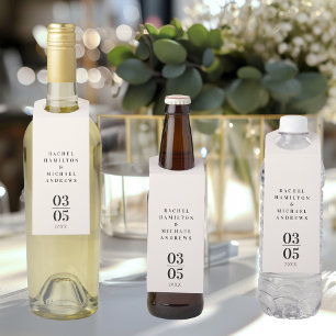 Beige Modern Simpel Wedding Flessenhanger