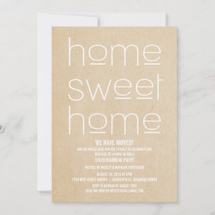 Beige Modern Sweet Home Housewarming Party Kaart