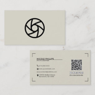 Beige Modern Uw aangepaste logo fotografie Visitekaartje