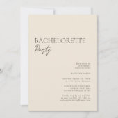 Beige Modern Whimsical Script Bachelorette Party Kaart (Voorkant)