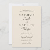 Beige Modern Whimsical Script Boheemse bruiloft Kaart (Voorkant)