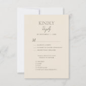 Beige Modern Whimsical Script Boheemse bruiloft RSVP Kaartje (Voorkant)