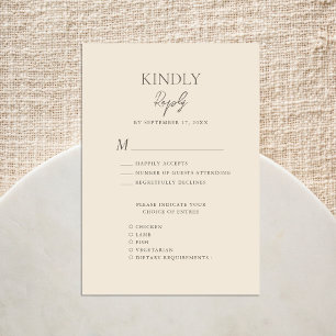 Beige Modern Whimsical Script Boheemse bruiloft RSVP Kaartje