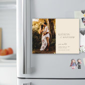 Beige Modern Whimsical Script Boho Save The Date Magnetische Uitnodiging