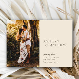 Beige Modern Whimsical Script Boho Save The Date Magnetische Uitnodiging