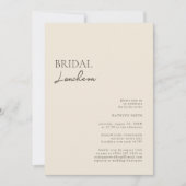 Beige Modern Whimsical Script Bridal Luncheon Kaart (Voorkant)