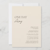 Beige Modern Whimsical Script op een dag afstand Kaart (Voorkant)