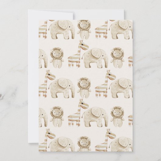 Beige Modern Wild One Safari Baby shower Kaart (Achterkant)